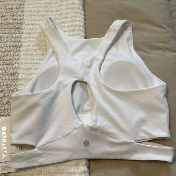 New Athleta White Conscious Cut Out Crop Sports Bra