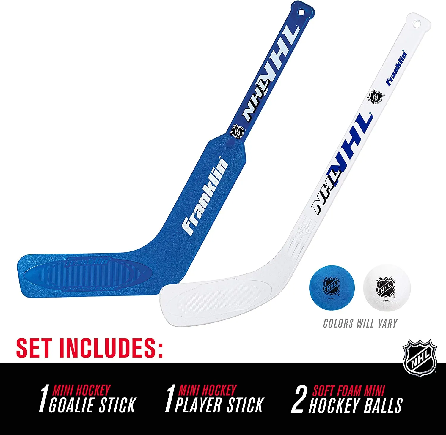 New Franklin Sports NHL Mini Hockey Goalie/Player Stick with Ball Set