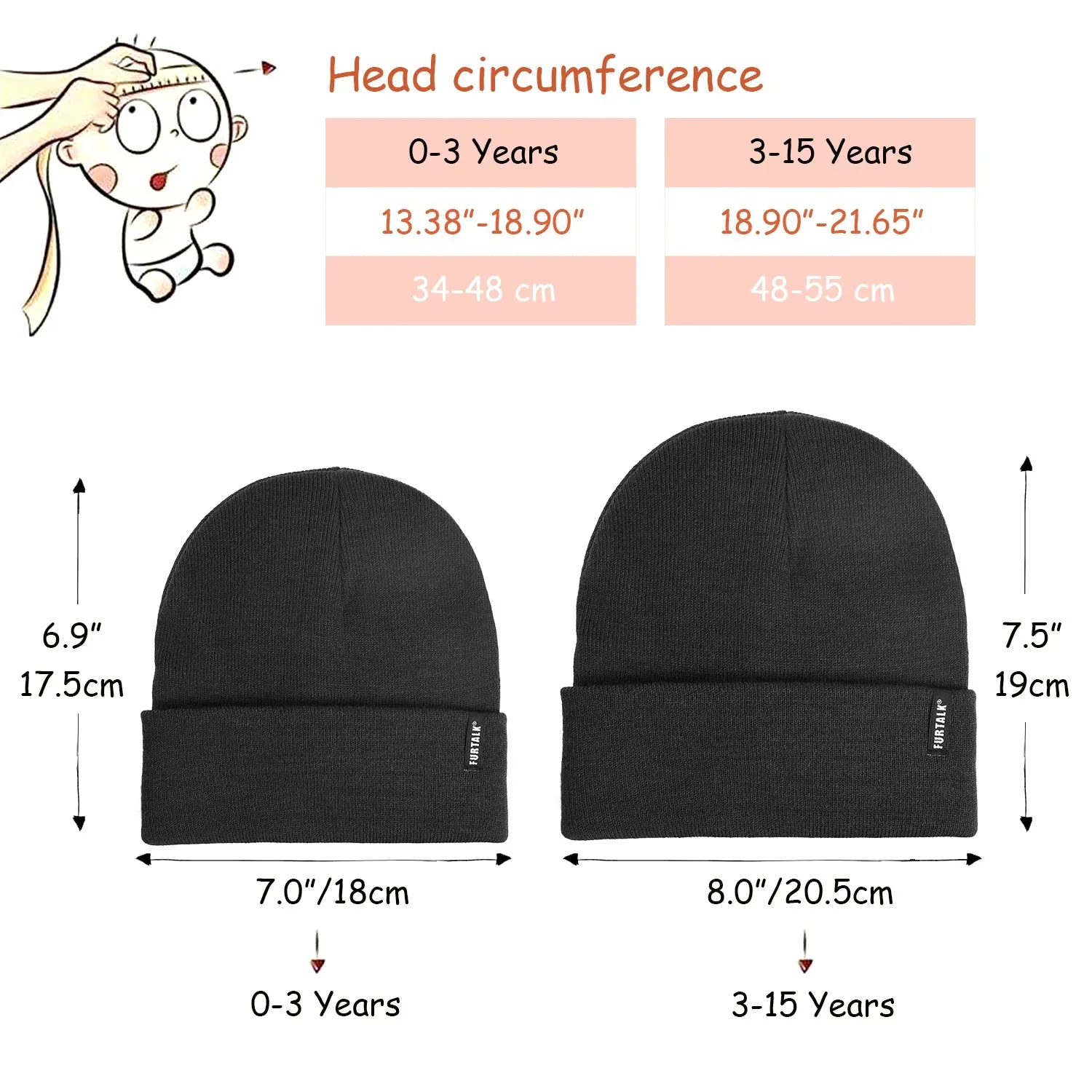 NEW FURTALK Toddler Beanie for Boys Girls Baby Kids Beanies Knit Winter Hat- Cream! Fits 0-3 Years