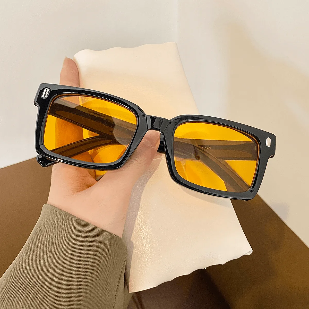 New Retro Square Small Frame Sunglasses Female Fashion round Face All-Match Plain Sunglasses Anti-Ultraviolet