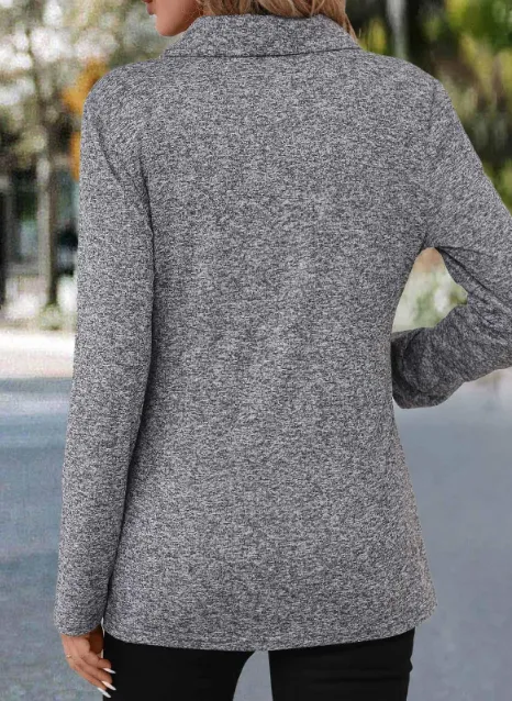 NEW ROTITA Patchwork Grey Turn Down Collar Long Sleeve Blouse, Grey, Sz XL