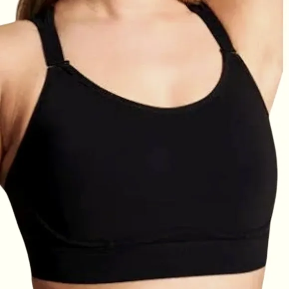 NEW SPANX Black Core High Impact Wireless Racerback Jersey Sports Bra 32DD