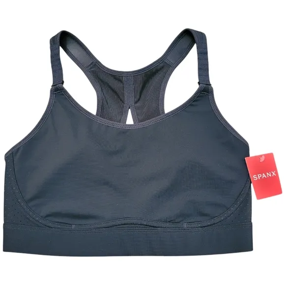 NEW SPANX Black Core High Impact Wireless Racerback Jersey Sports Bra 32DD