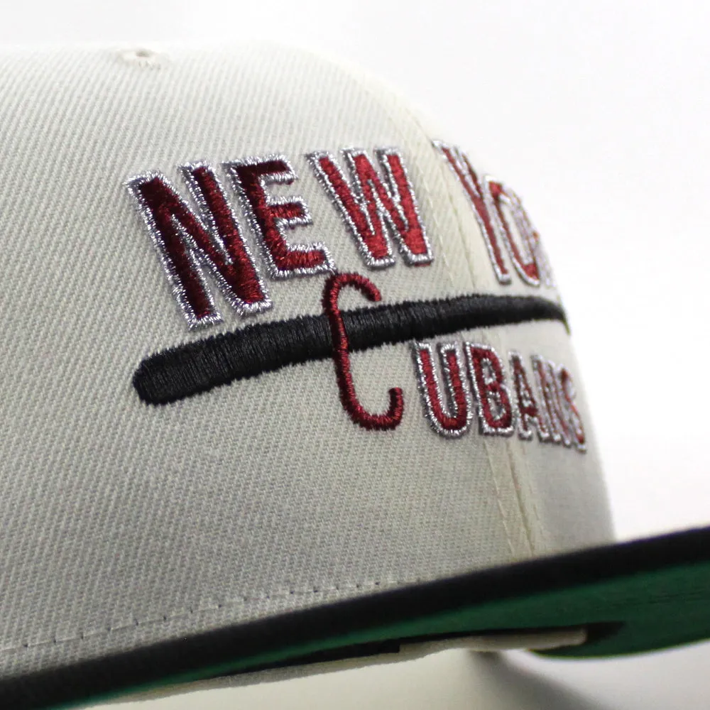New York Cubans New Era 59Fifty Fitted Hat (Chrome White Black Green Under Brim)