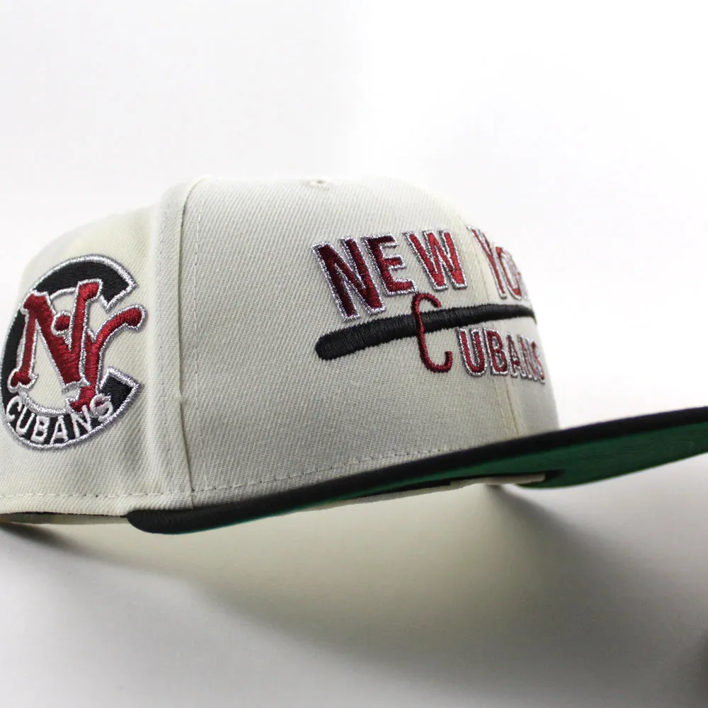 New York Cubans New Era 59Fifty Fitted Hat (Chrome White Black Green Under Brim)