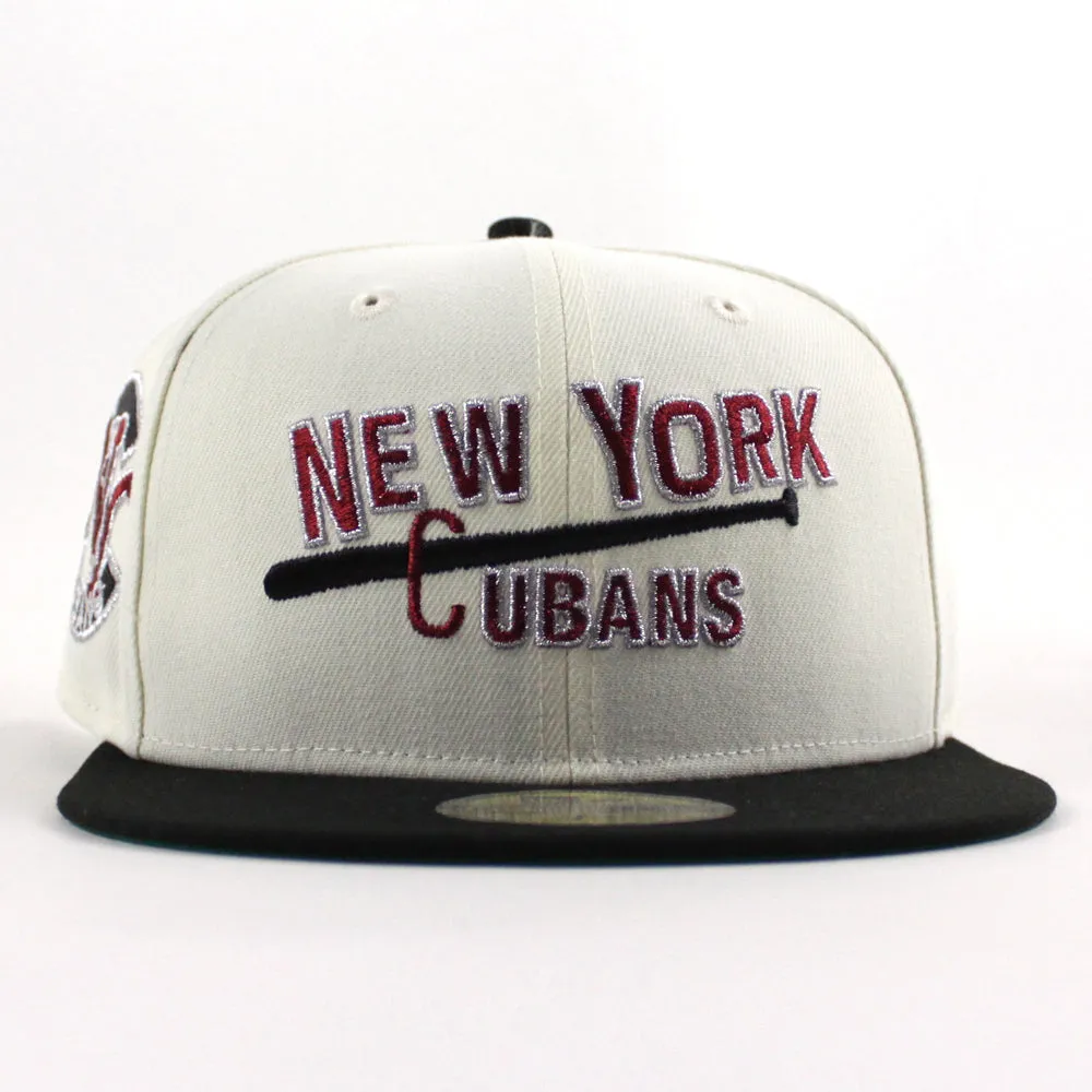 New York Cubans New Era 59Fifty Fitted Hat (Chrome White Black Green Under Brim)