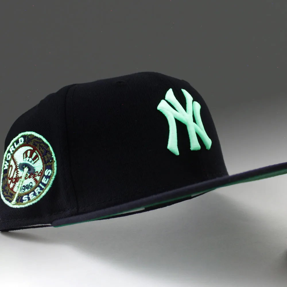 New York Yankees 1949 World Series Yankee Stadium New Era 59Fifty Fitted Hat (GITD Navy Green Under Brim)