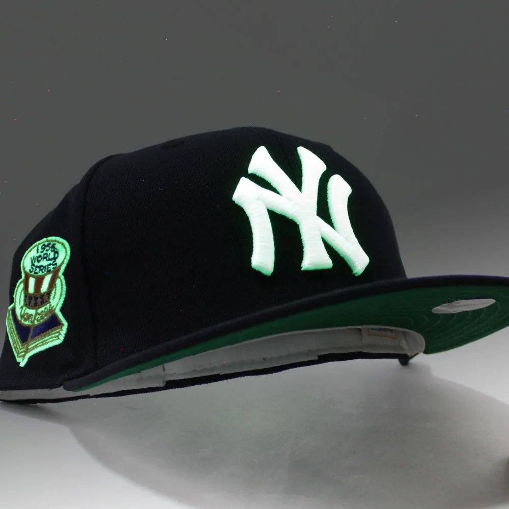 New York Yankees 1956 World Series New Era 59Fifty Fitted Hat (Glow in the Dark Navy Green Under Brim)