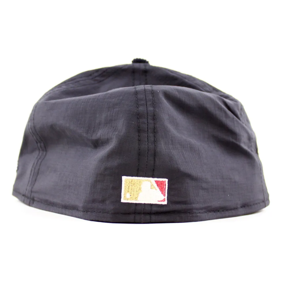 New York Yankees 1999 World Series New Era 59Fifty Fitted Hat (Navy Ripstop Nylon Fabric Corduroy Navy Green Under Brim)
