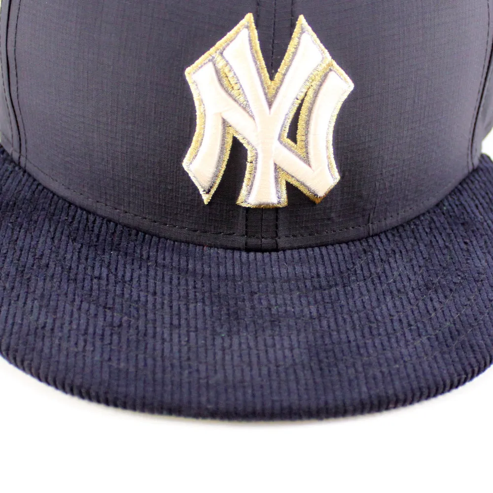 New York Yankees 1999 World Series New Era 59Fifty Fitted Hat (Navy Ripstop Nylon Fabric Corduroy Navy Green Under Brim)