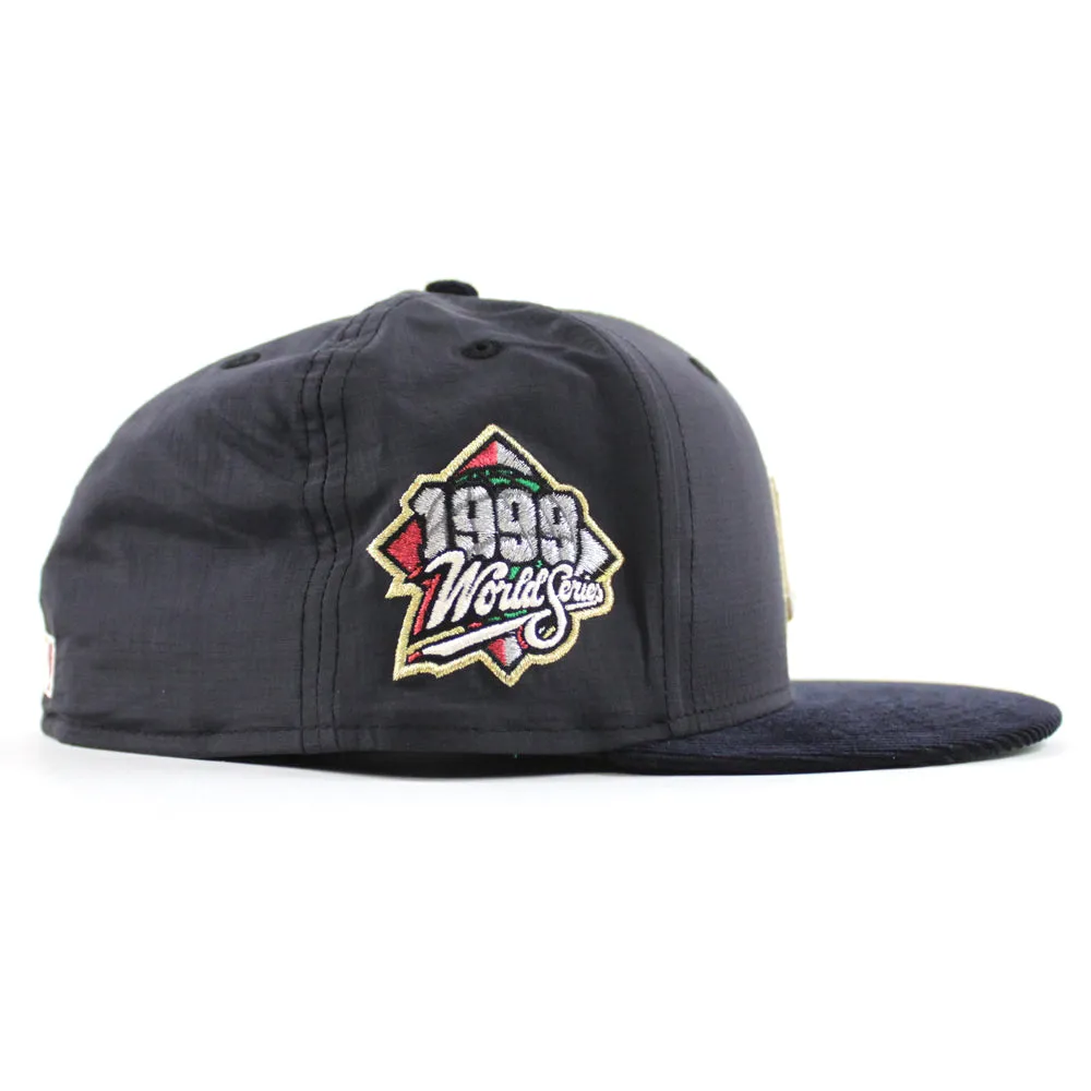 New York Yankees 1999 World Series New Era 59Fifty Fitted Hat (Navy Ripstop Nylon Fabric Corduroy Navy Green Under Brim)