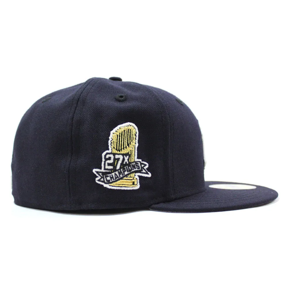 New York Yankees 27X Championships New Era 59Fifty Fitted Hat (Glow in The Dark Navy Gray Under Brim)