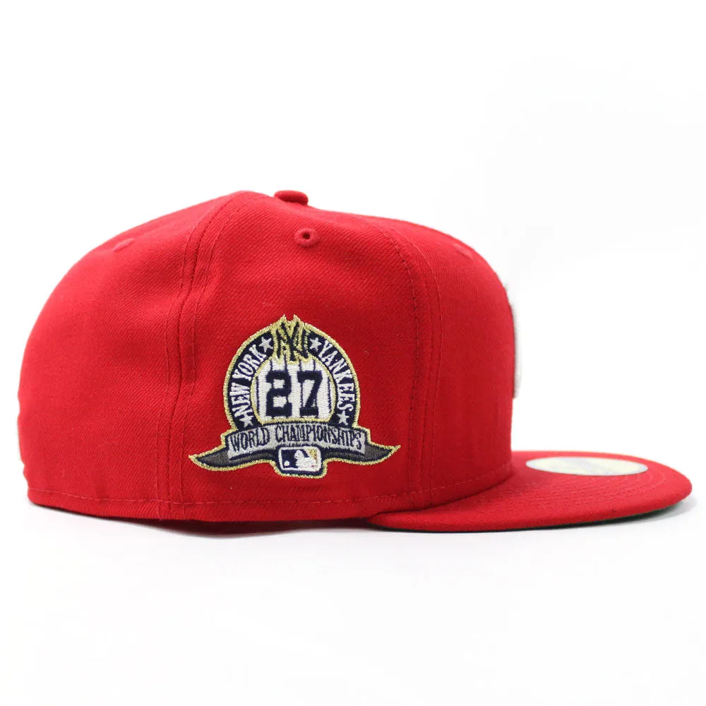 New York Yankees Rose 27 World Championships 59Fifty New Era Fitted Hat (Red Green Under Brim)