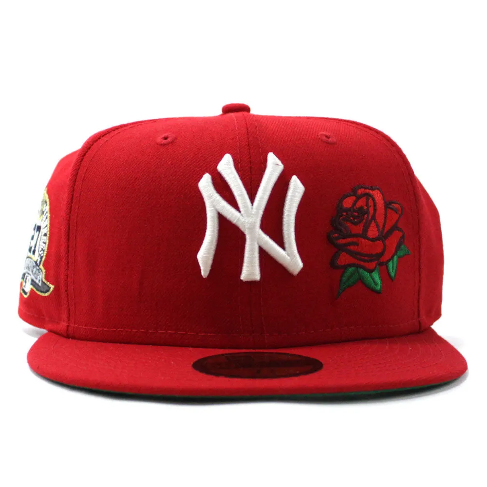 New York Yankees Rose 27 World Championships 59Fifty New Era Fitted Hat (Red Green Under Brim)