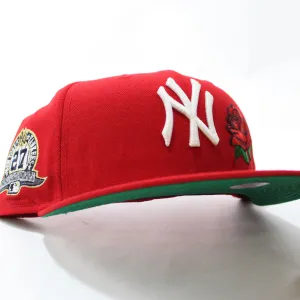 New York Yankees Rose 27 World Championships 59Fifty New Era Fitted Hat (Red Green Under Brim)