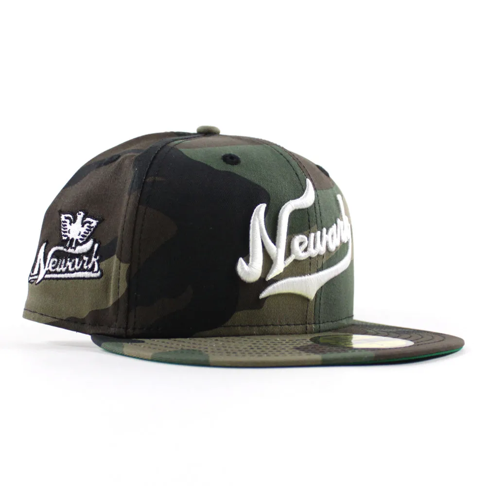 Newark Eagles New Era 59Fifty Fitted Hat (WoodLand Camo Green Under Brim)