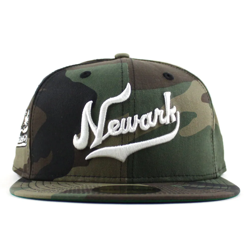 Newark Eagles New Era 59Fifty Fitted Hat (WoodLand Camo Green Under Brim)