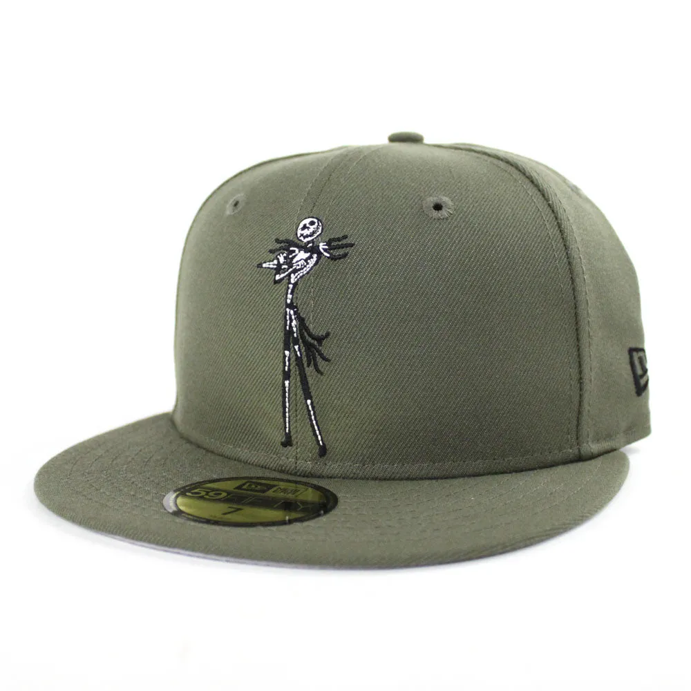 Nightmare Before Christmas Jack Skellington New Era 59Fifty Fitted Hat (Olive Black Gray Under Brim)