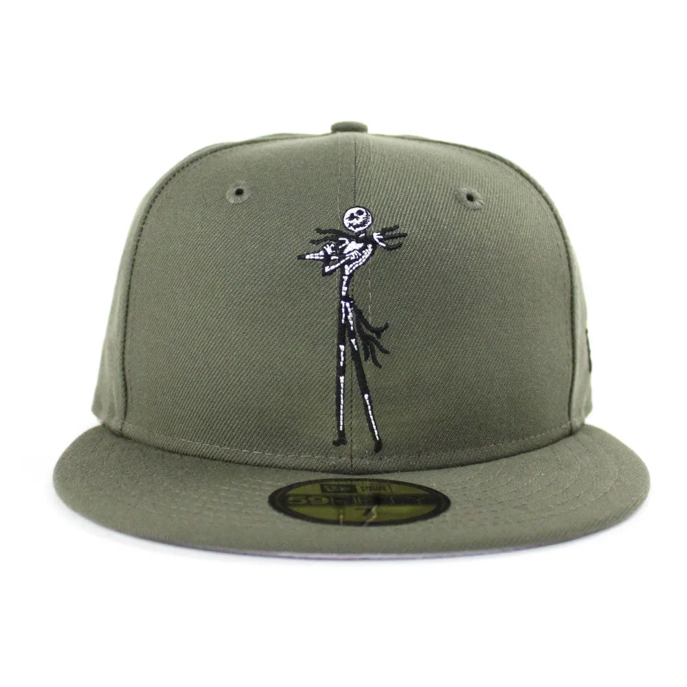 Nightmare Before Christmas Jack Skellington New Era 59Fifty Fitted Hat (Olive Black Gray Under Brim)