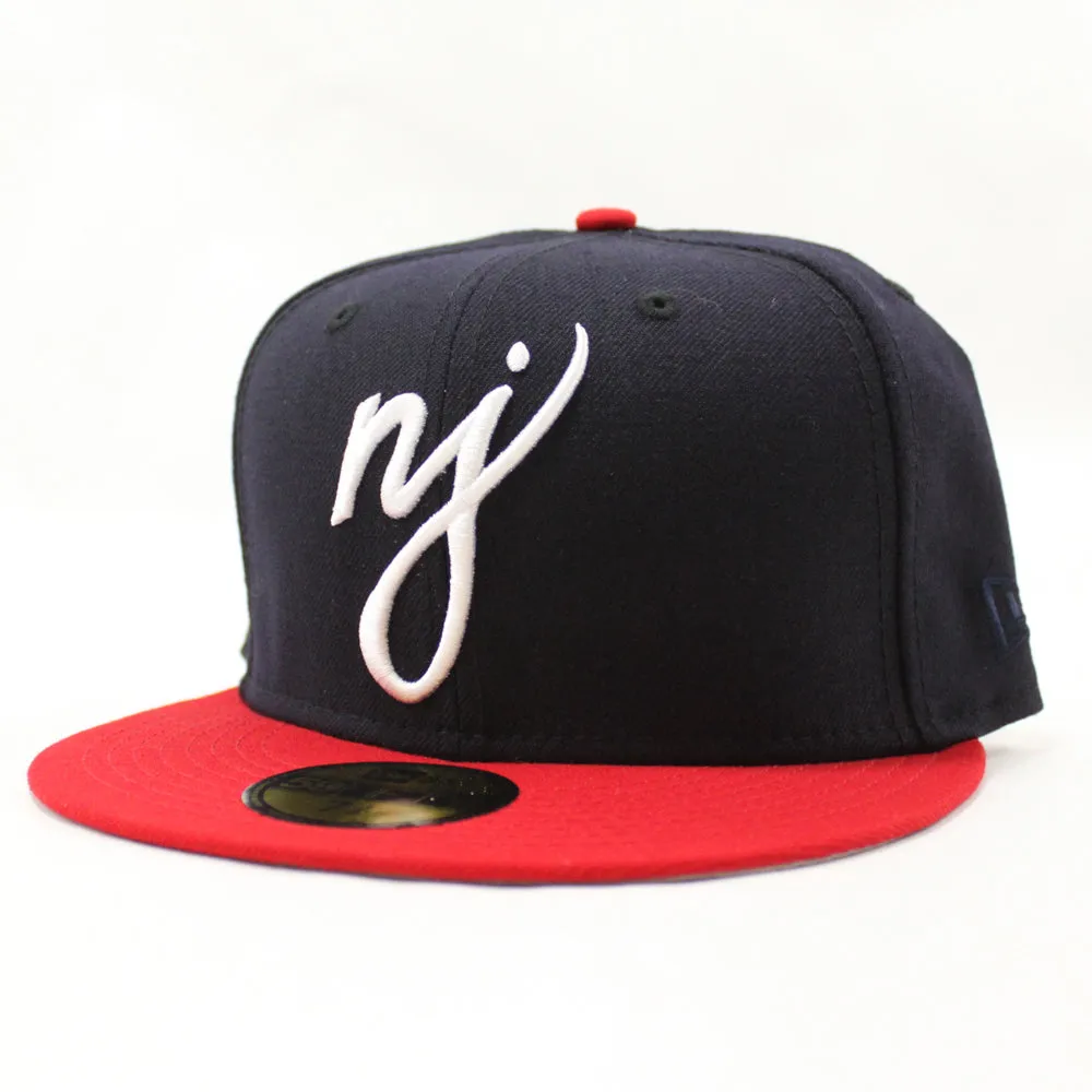 NJ Script New Era 59Fifty Fitted Hat (Navy Red Gray Under Brim)