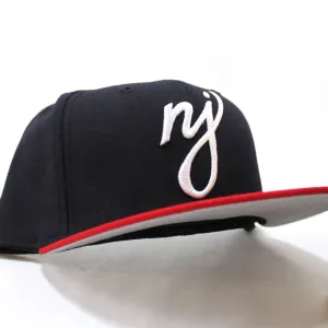 NJ Script New Era 59Fifty Fitted Hat (Navy Red Gray Under Brim)