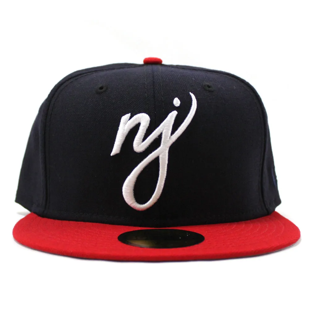 NJ Script New Era 59Fifty Fitted Hat (Navy Red Gray Under Brim)