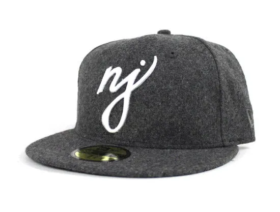 NJ Script New Era 59Fifty Fitted Hats (Flannel Gray Under Brim)
