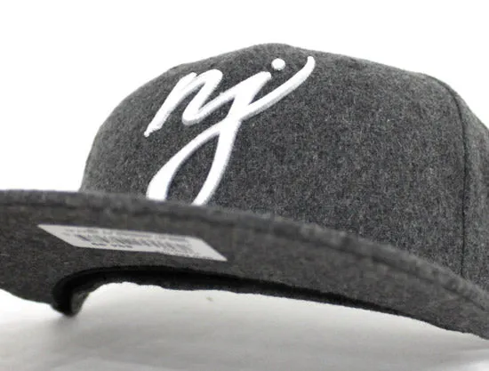 NJ Script New Era 59Fifty Fitted Hats (Flannel Gray Under Brim)