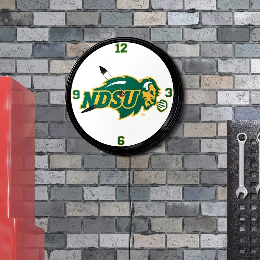 North Dakota State Bison: Retro Lighted Wall Clock