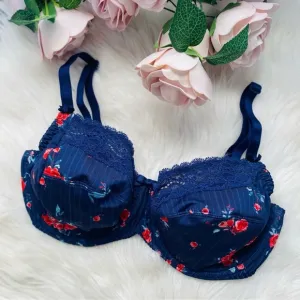 *NWOT ANTINÉA BY LISE CHARMEL Luxury Blue Floral Cherry Lace Bra Size 34DD