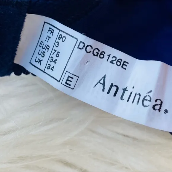 *NWOT ANTINÉA BY LISE CHARMEL Luxury Blue Floral Cherry Lace Bra Size 34DD