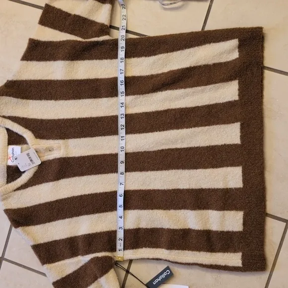 NWT Callahan Annie Henley Sweater Striped Brown and Cream wool blend size M
