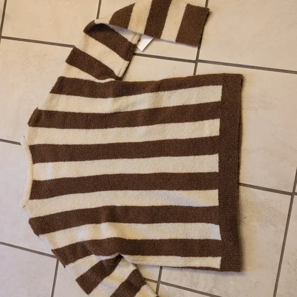 NWT Callahan Annie Henley Sweater Striped Brown and Cream wool blend size M