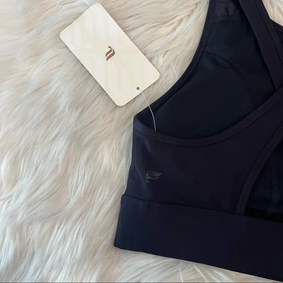 NWT Fabletics Siena Women's Size XS/4 Black Criss Cross High Impact Sports Bra