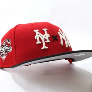 NY Mets x NY Yankees Duel 2000 World Series New Era 9Fifty Snapback Hat (Red Black Gray Under Brim)