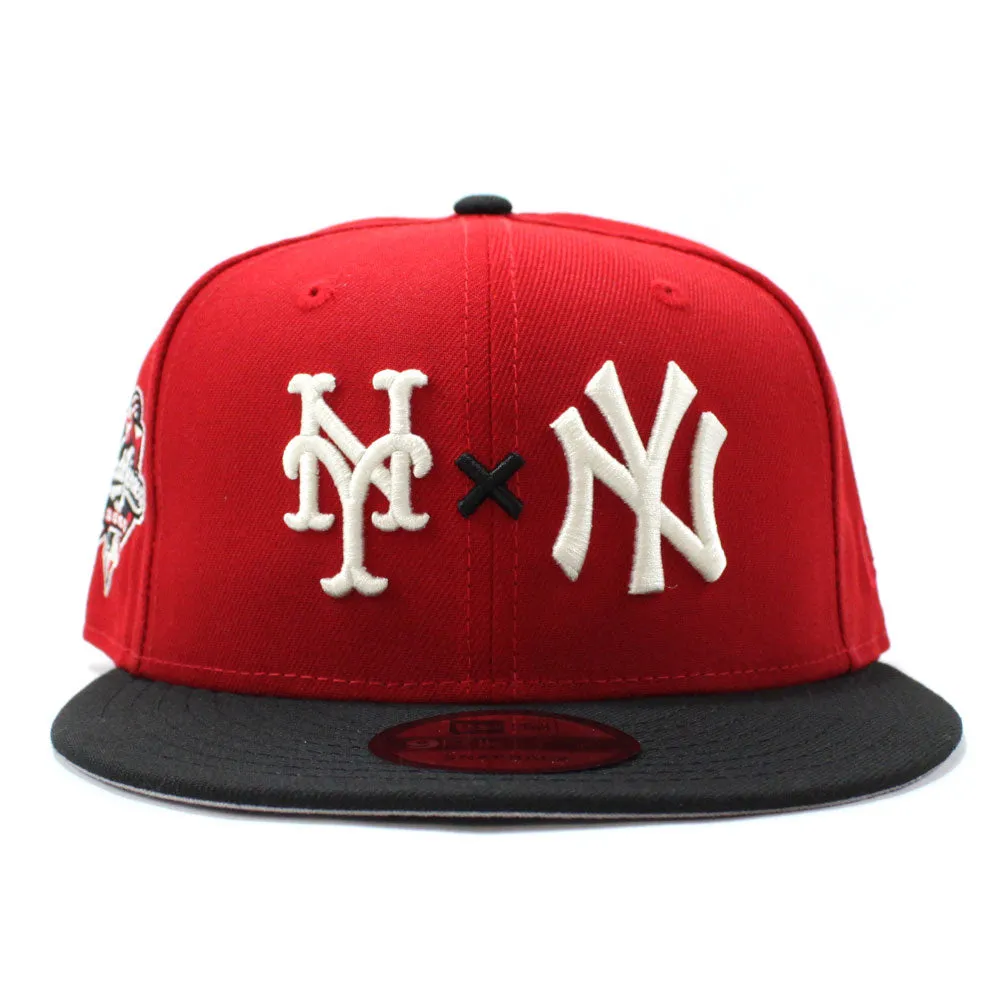 NY Mets x NY Yankees Duel 2000 World Series New Era 9Fifty Snapback Hat (Red Black Gray Under Brim)