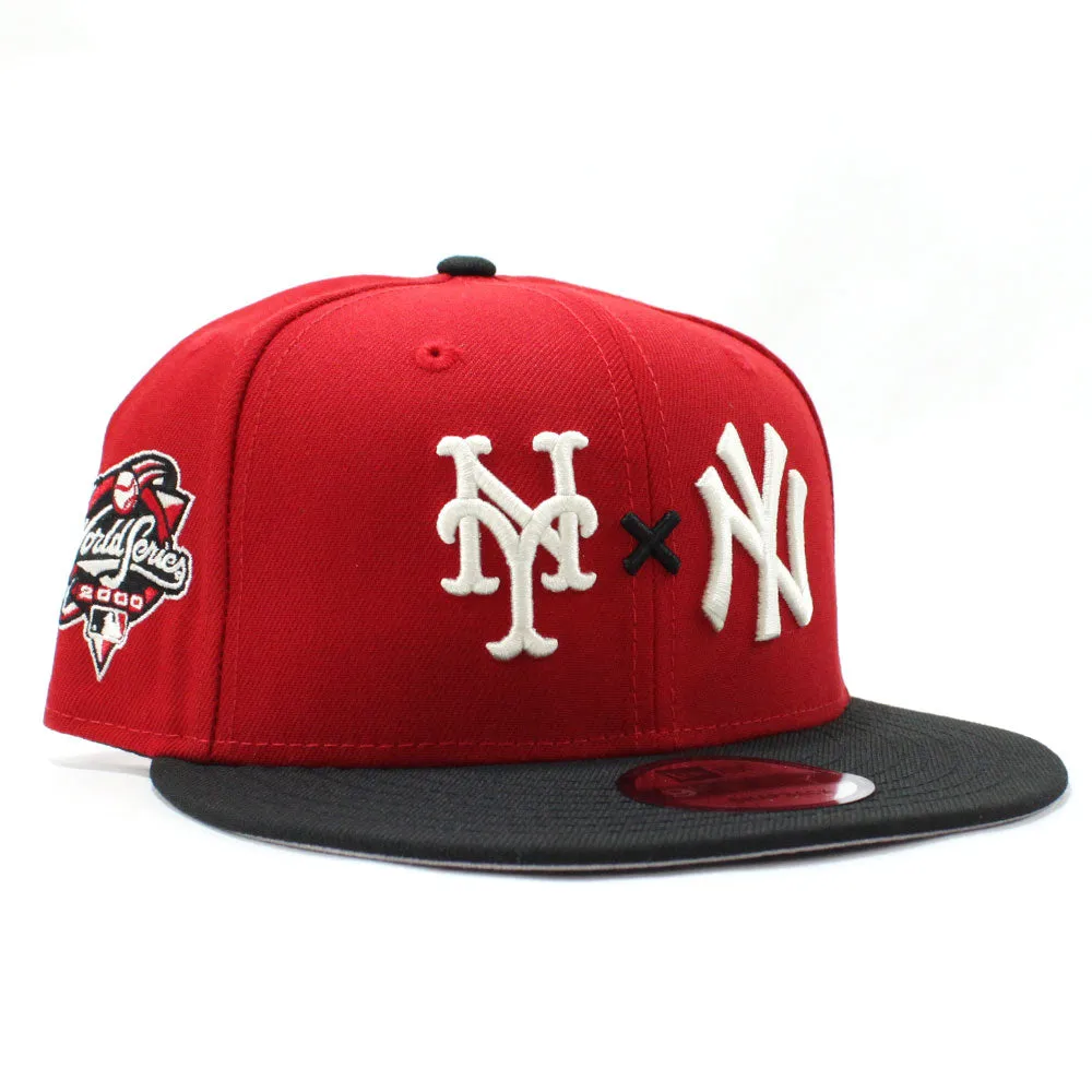 NY Mets x NY Yankees Duel 2000 World Series New Era 9Fifty Snapback Hat (Red Black Gray Under Brim)