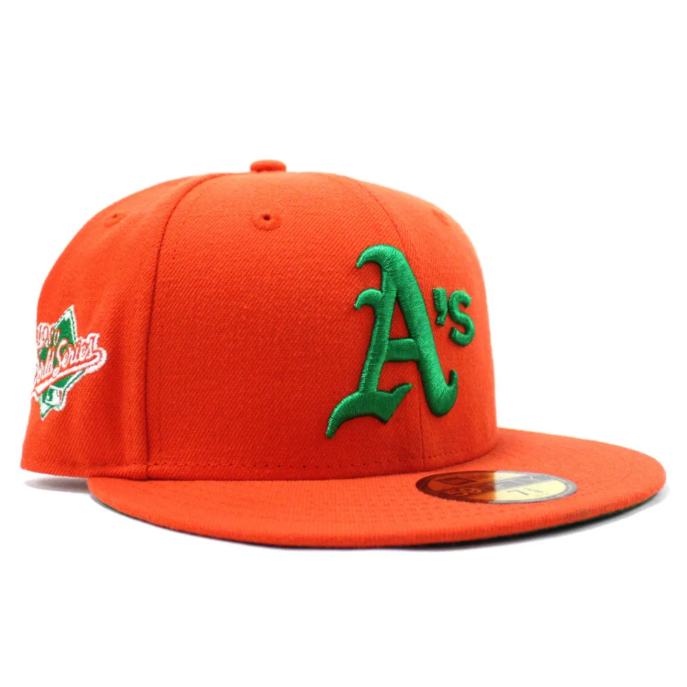 Oakland Athletics 1989 World Series Battle of The Bay New Era 59Fifty Fitted Hat (Orange Green Under Brim)