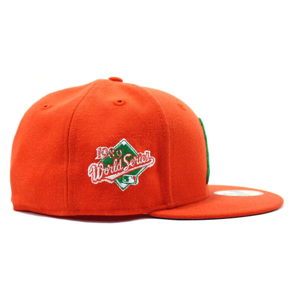 Oakland Athletics 1989 World Series Battle of The Bay New Era 59Fifty Fitted Hat (Orange Green Under Brim)