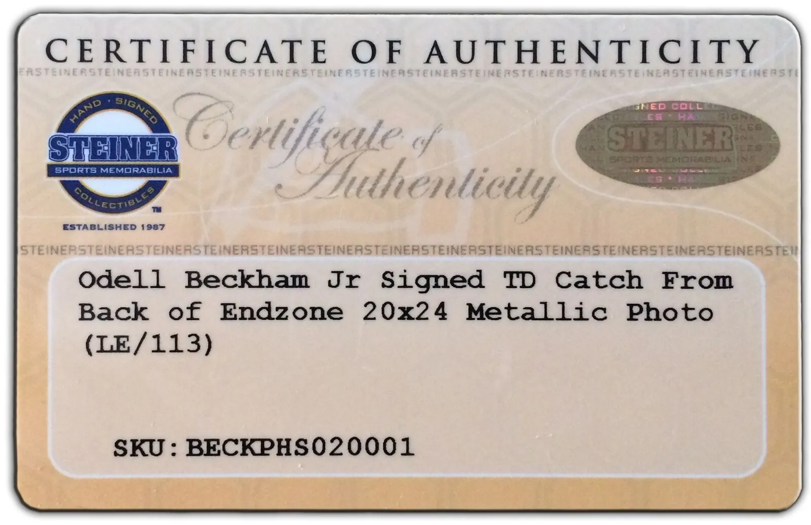Odell Beckham Jr. Signed Metallic Paper 20 x 24 Photograph Steiner LE 13/113