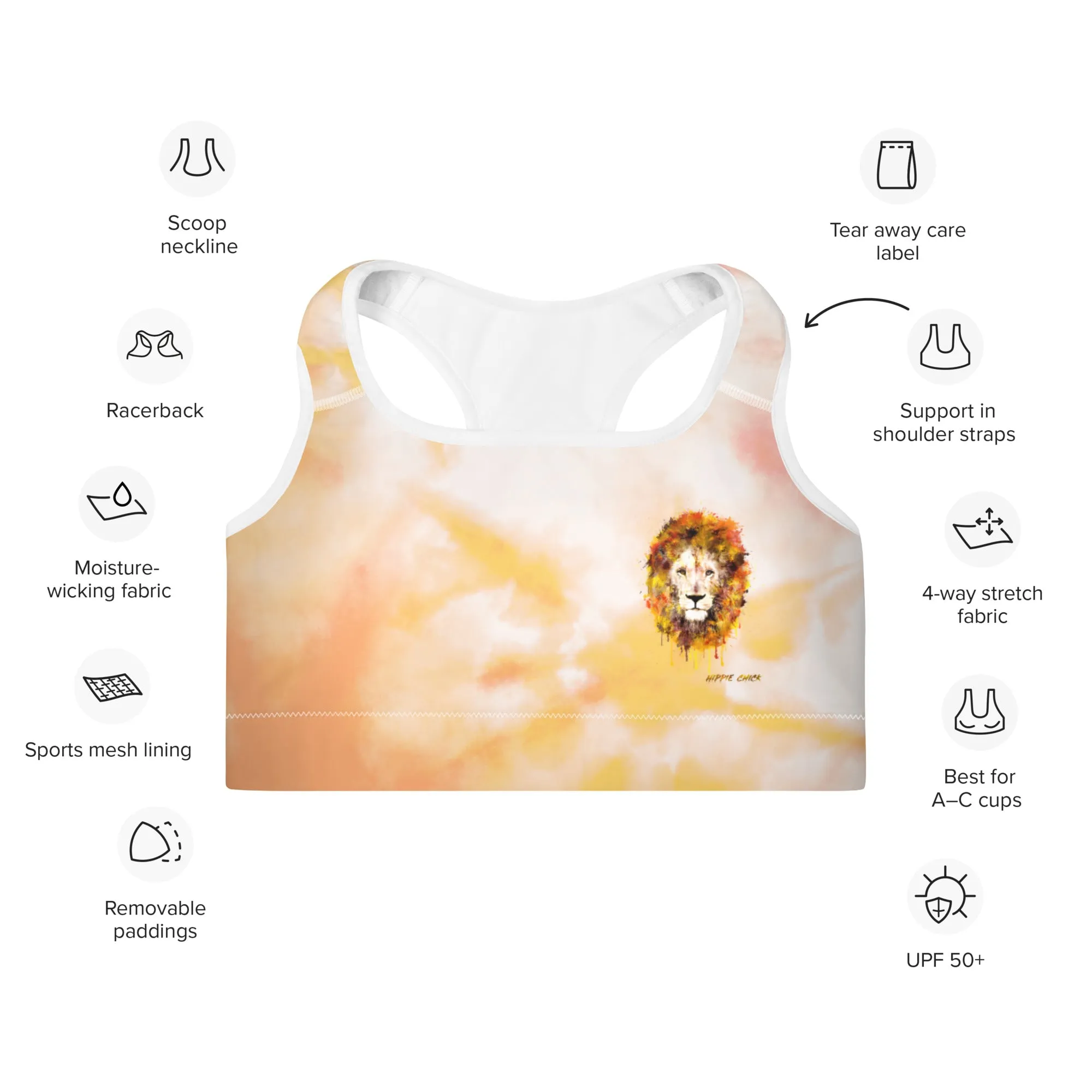 Orange Tie Dye Sports Bra