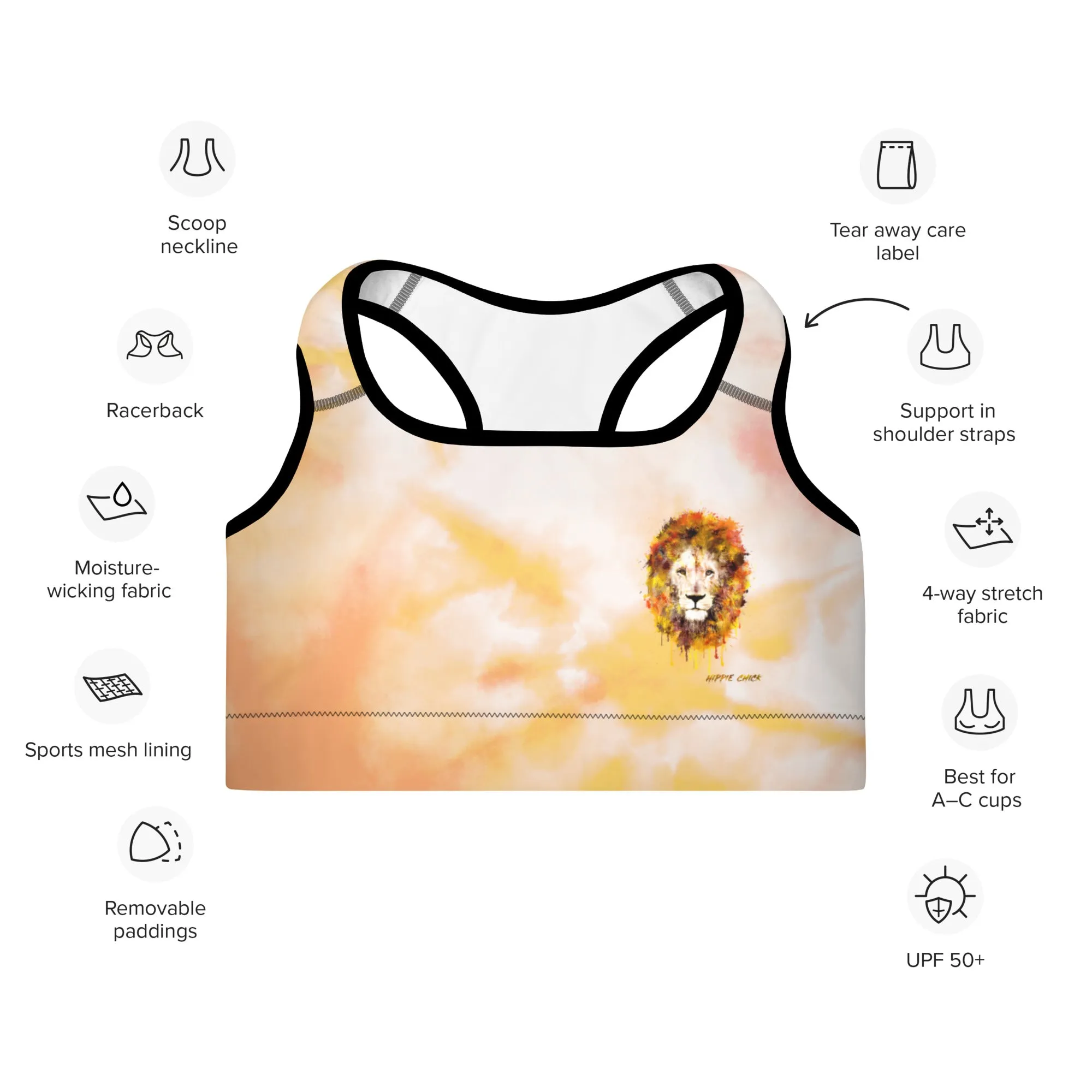 Orange Tie Dye Sports Bra