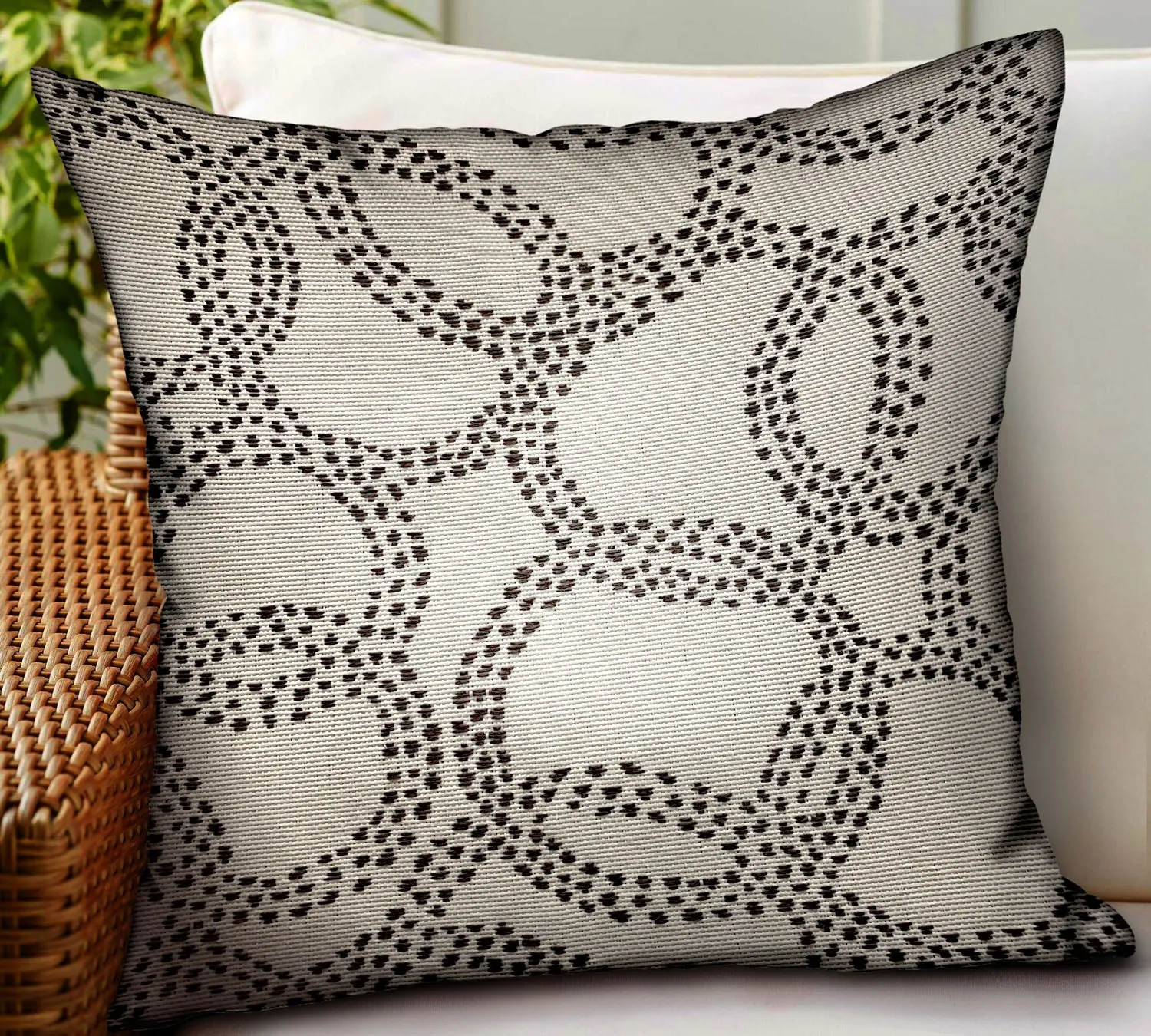 Orbit Rain Charcoal Scales Luxury Outdoor/Indoor Throw Pillow