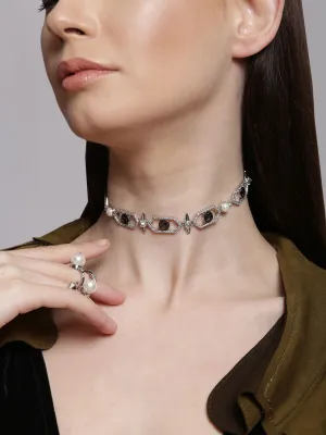 Outhouse   I    OH Celeste Abaco Street Sirius Embellished Choker Silver New OHAW19CH061