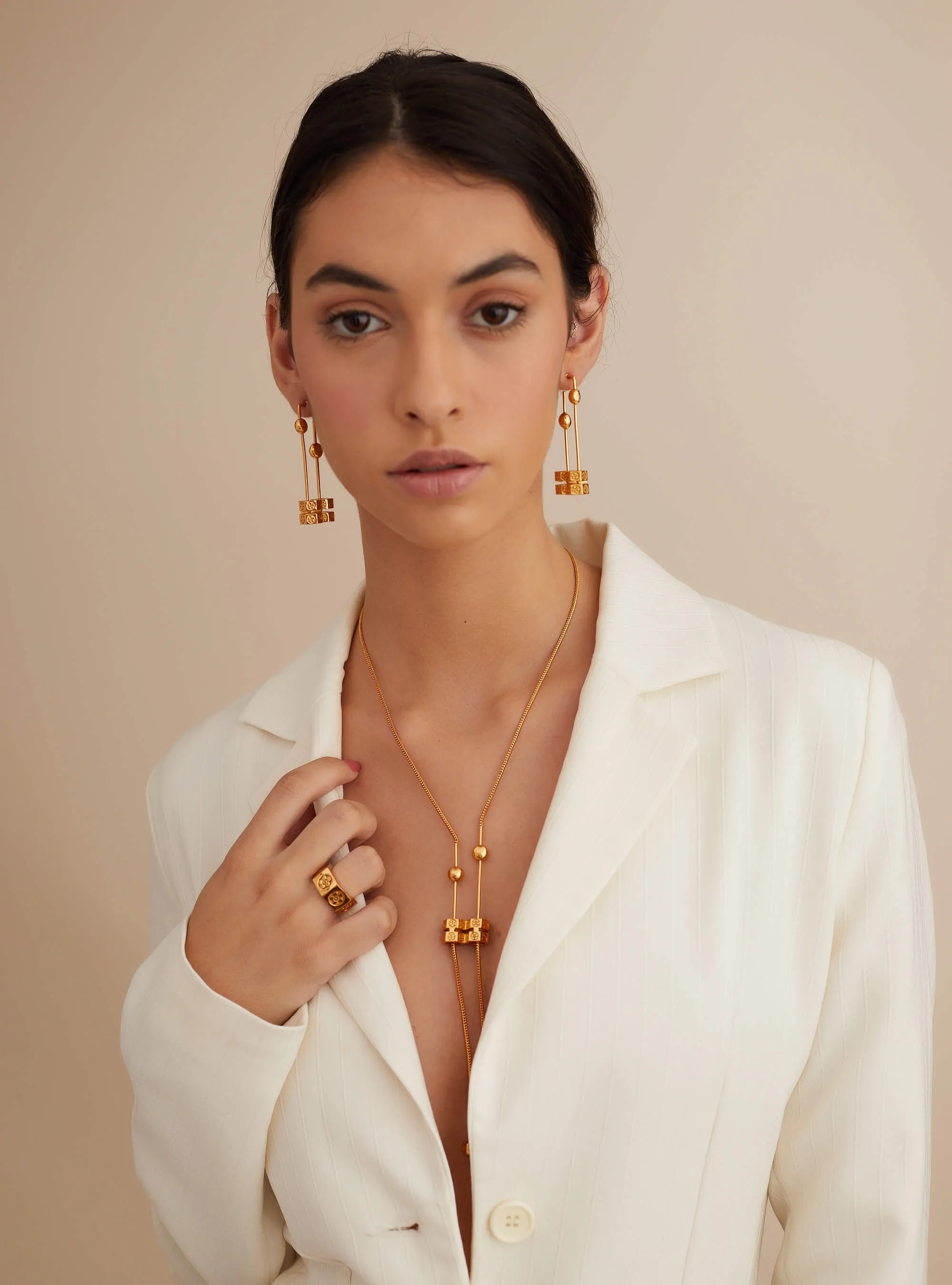 Outhouse   I   Oh Poppi Orchard Street Bolt Drop Hoops Brass, Gold Accessories OHAW21EA091