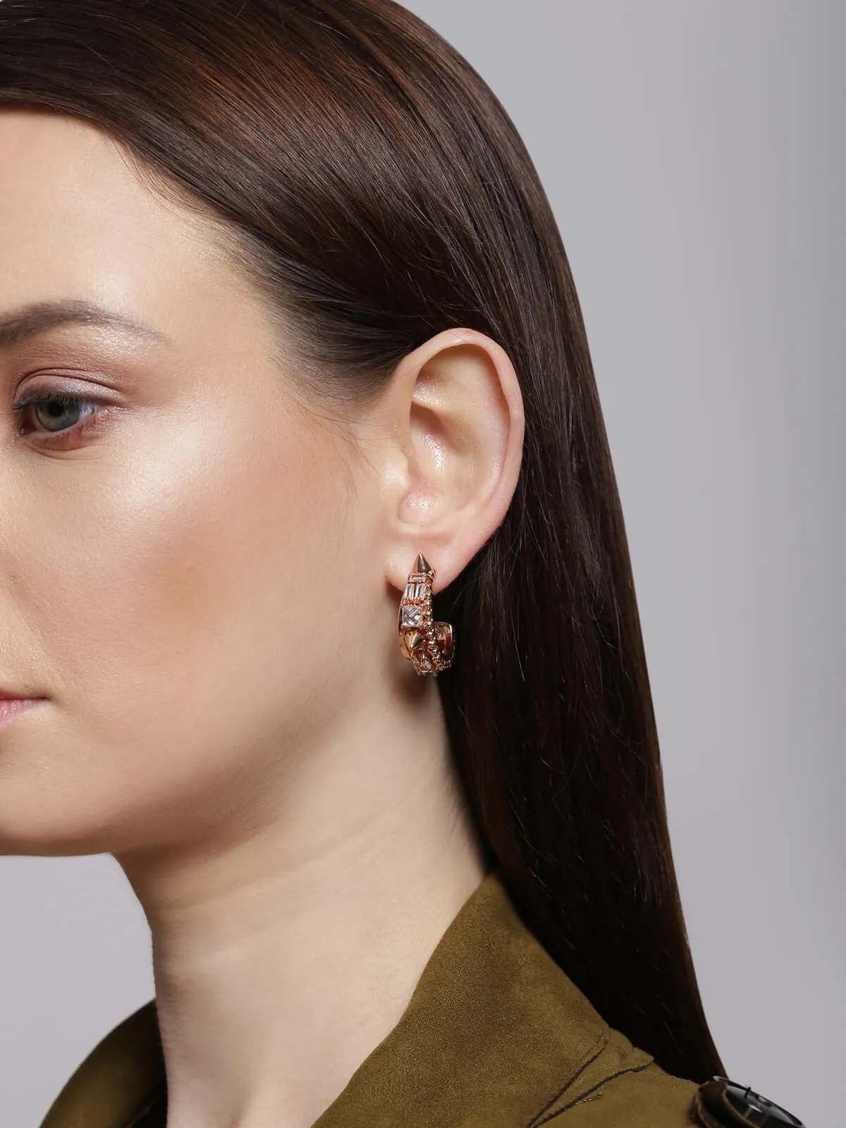 Outhouse   I    Orion Rose Miracle Mile Gold Crescent Hoop Earrings Rose Gold New OHAW19EA053