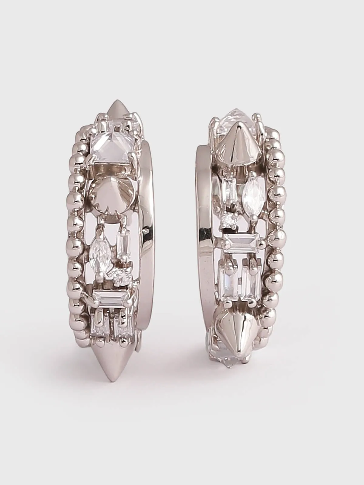Outhouse   I    Orion Silver Miami-Dade Crescent Hoop Earrings Silver New OHAW19EA052