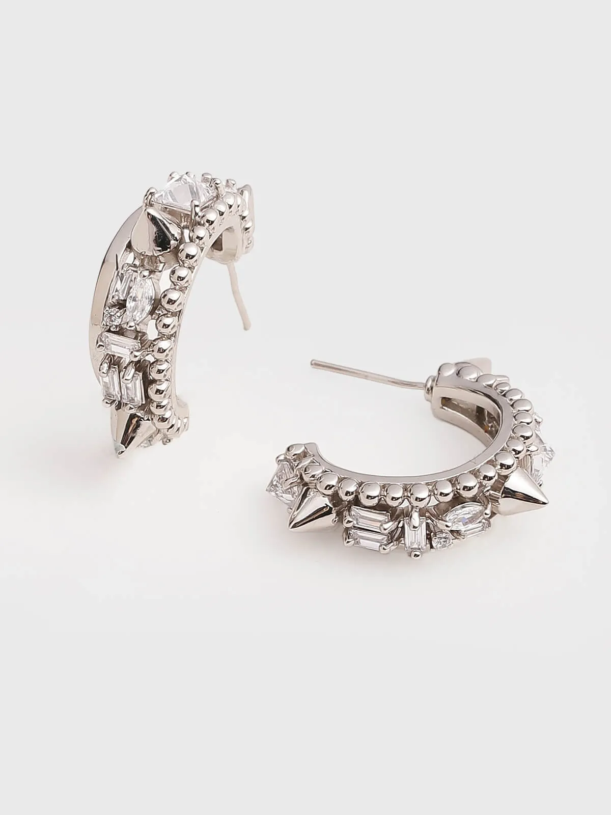 Outhouse   I    Orion Silver Miami-Dade Crescent Hoop Earrings Silver New OHAW19EA052