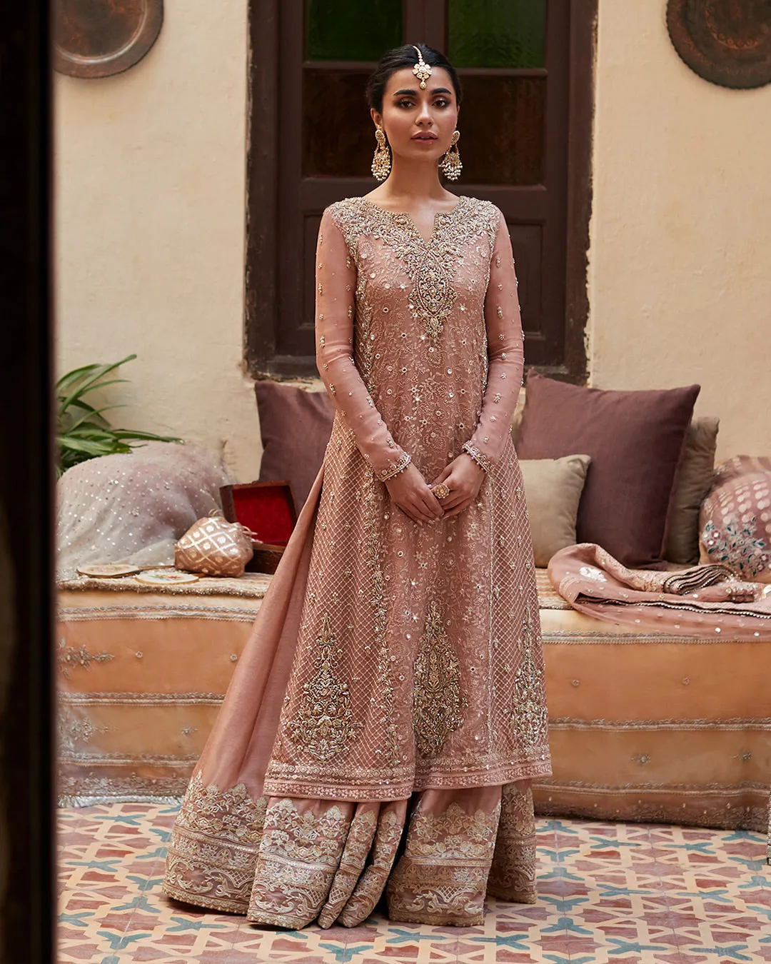 Pakistani Bridal Dress in Kameez and Sharara Style