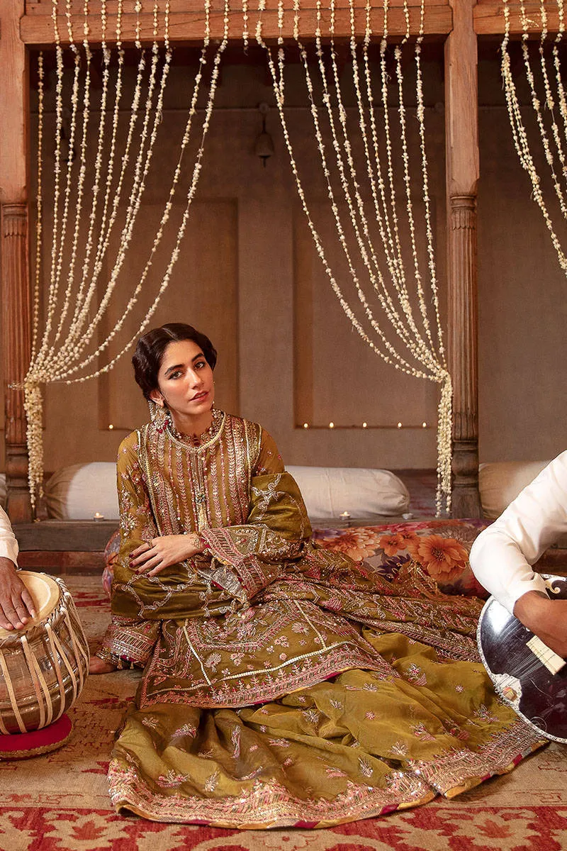 Pakistani Wedding Dress in Gharara Kameez Dupatta Style